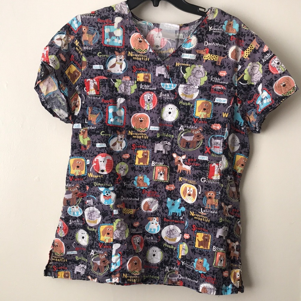 Dog Scrub Women Top size Medium